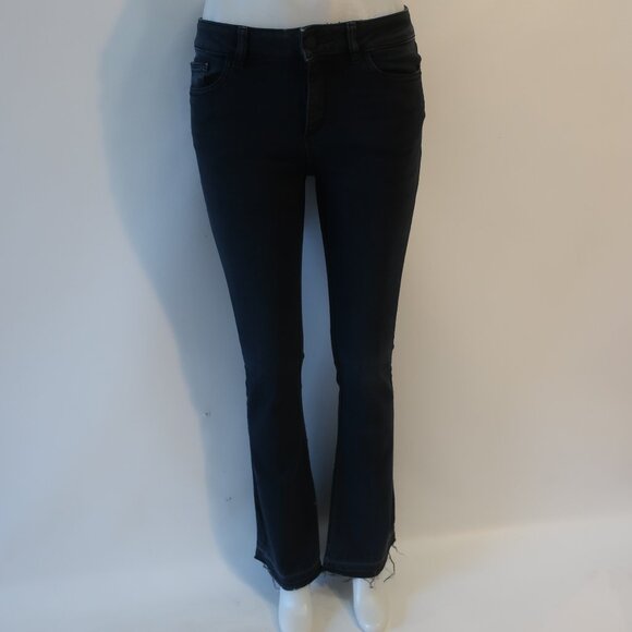 Womens DL1961 "Bridget" Black Denim Flare Leg Jeans 25 - Picture 1 of 10